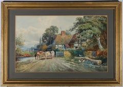 C.J. Keats – signiertes Aquarell des frühen 20. Jahrhunderts, The Farmyard