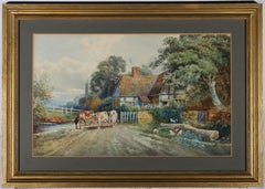 C.J. Keats - Acuarela firmada de principios del siglo XX, El corral