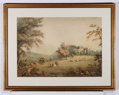 Circle of Robert Hills (1769-1844) - Framed Watercolour, Parkland Livestock