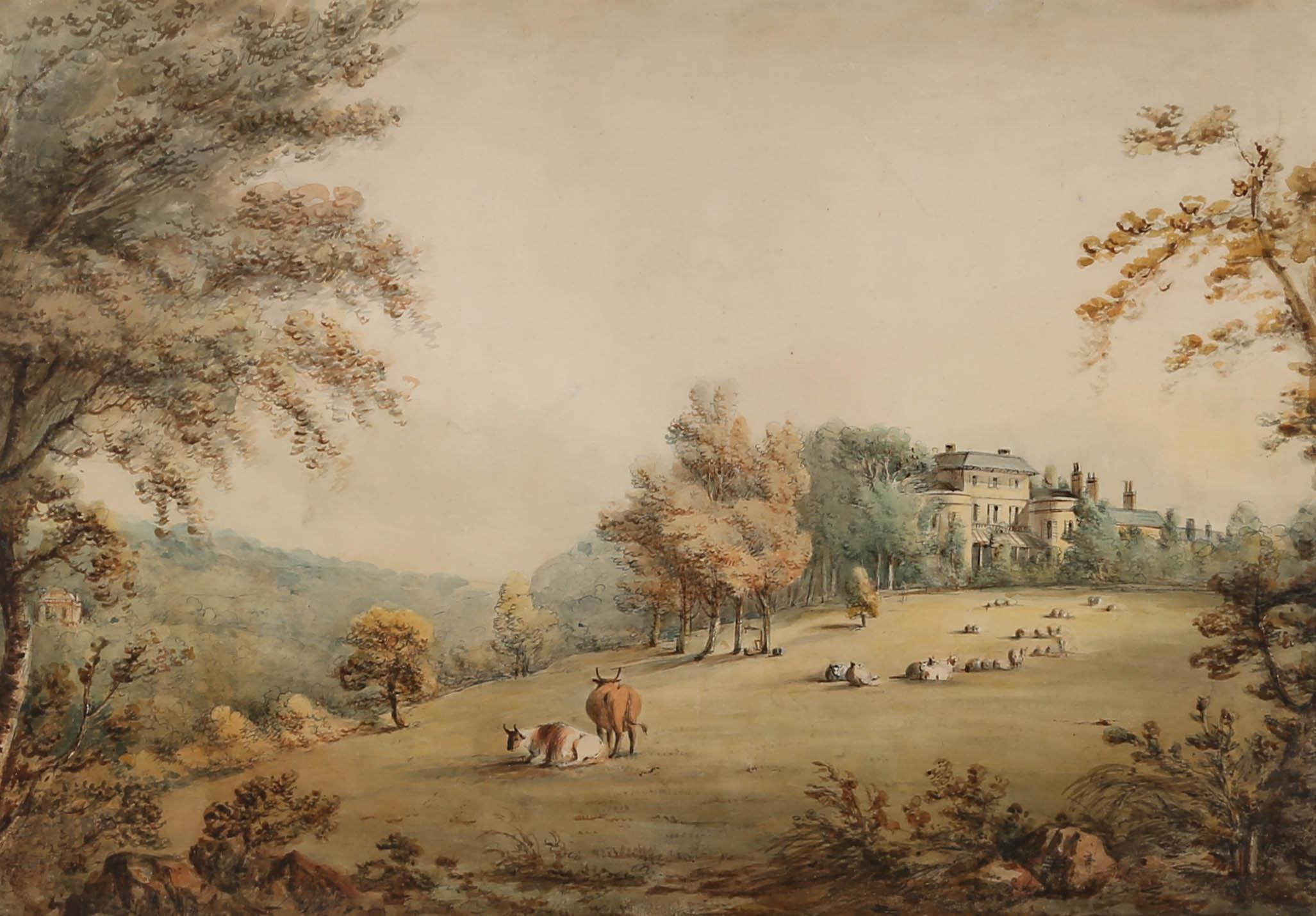 Circle of Robert Hills (1769-1844) - Aquarelle encadrée, Parkland Livestock 2