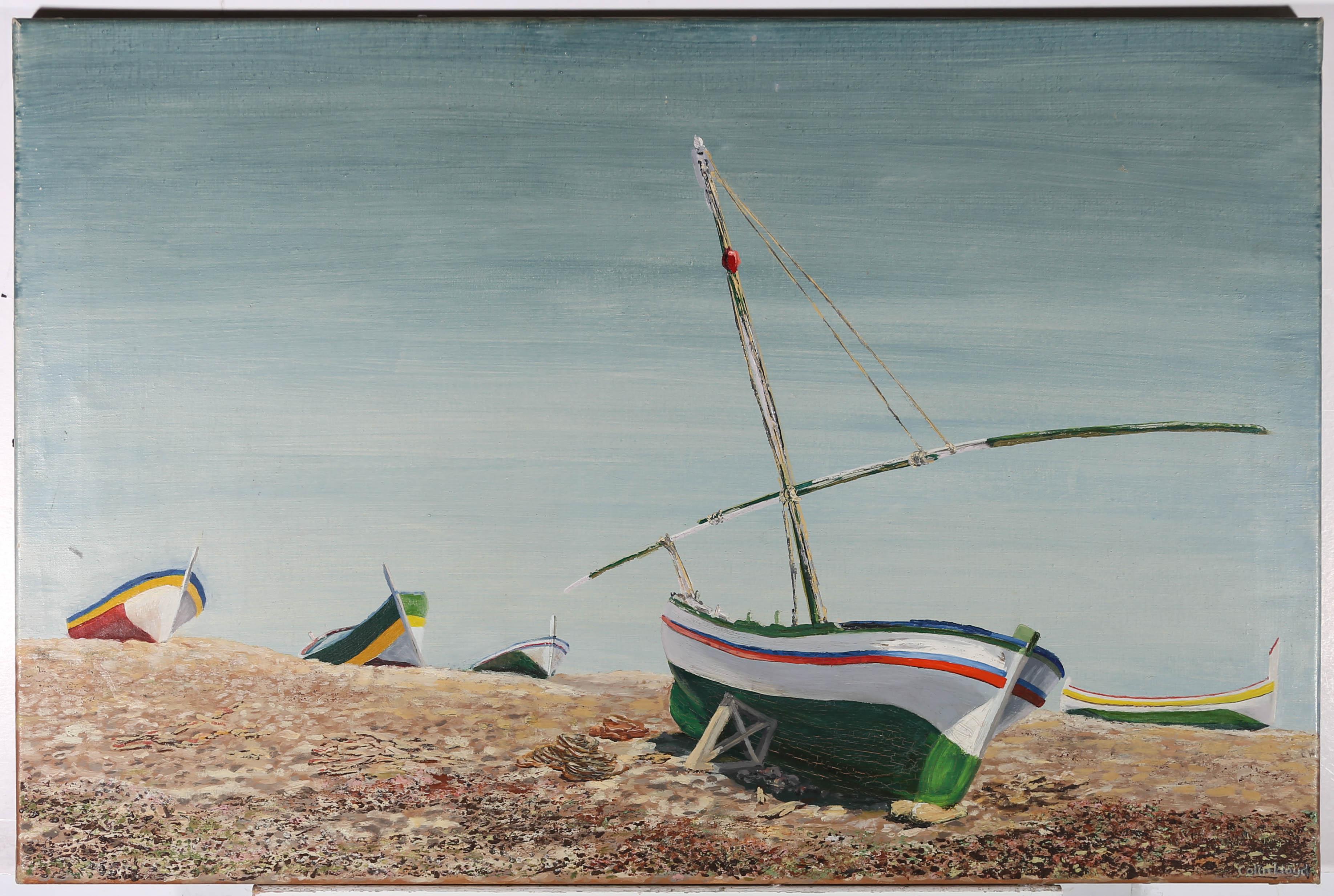 Robert Hills Landscape Art - Colin Lloyd - 20th Century Oil, Beached Boats