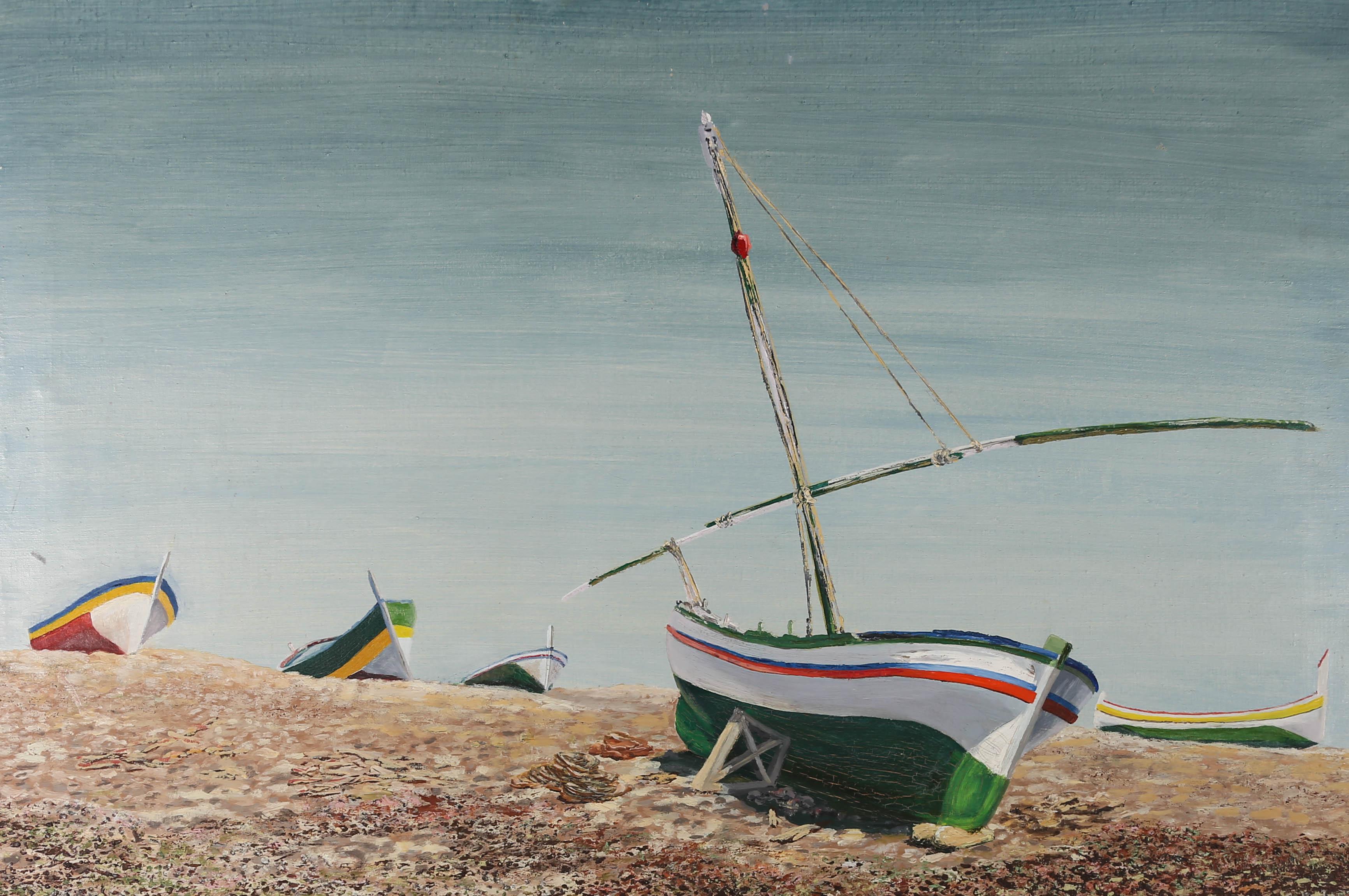 Colin Lloyd - 20th Century Oil, Beached Boats - Art by Robert Hills