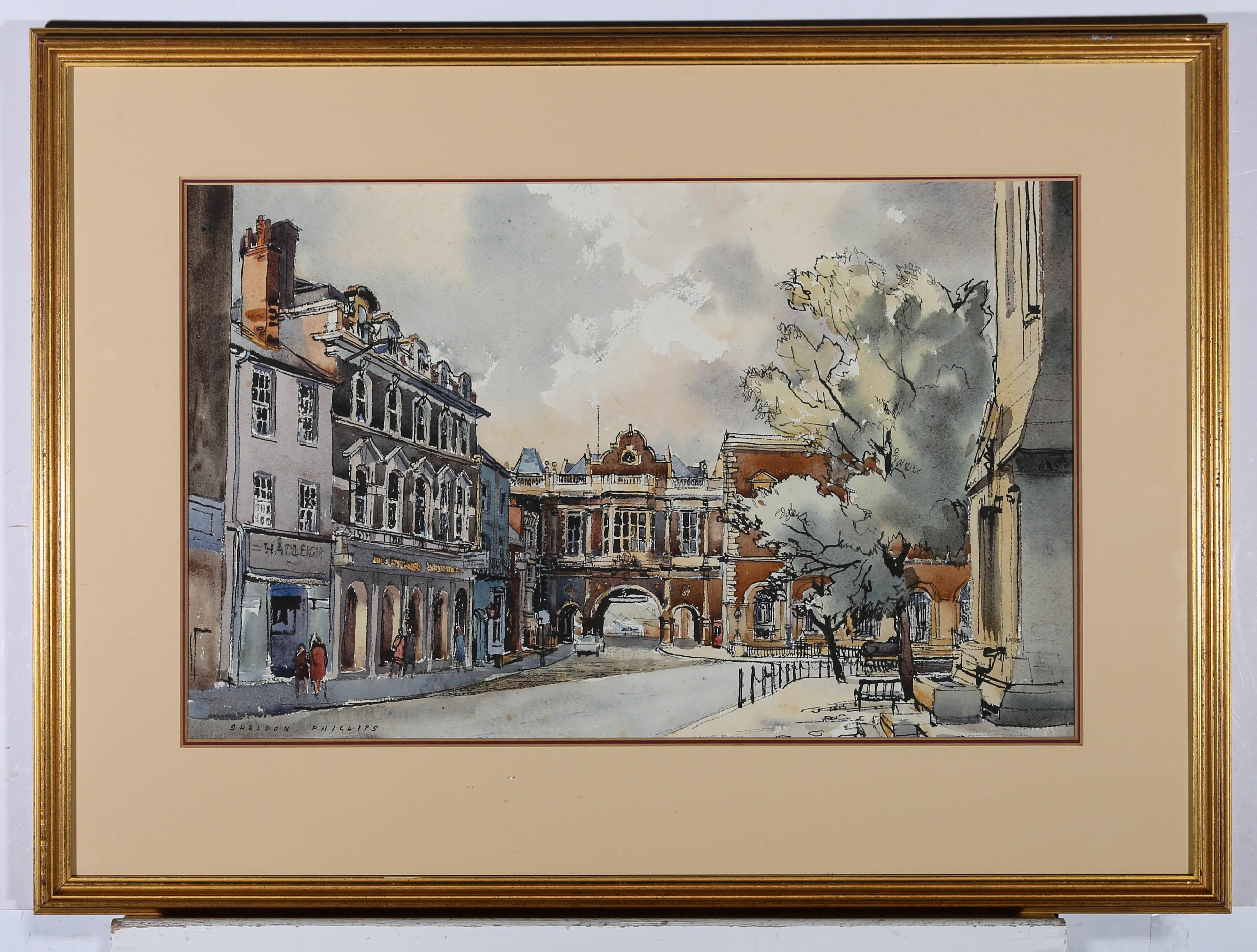 Arthur Sheldon Phillips (1914-2001) - Framed watercolour, A Street Scene For Sale 1