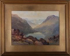 Antique David Gould (1871-1952) - Framed 1914 Watercolour, Grisedale Farm & Pass