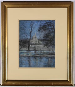 P. Martin - Signed Mid 20th Century Pastel, View of the Church