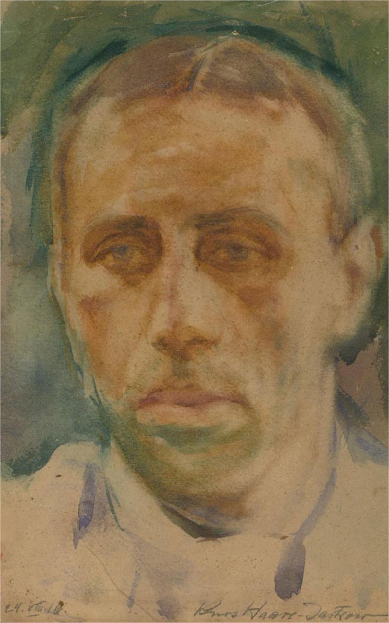 Kurt Haase Jastrow (1885-1958) - Aquarelle, portrait d'un jeune homme, 1916 en vente 1