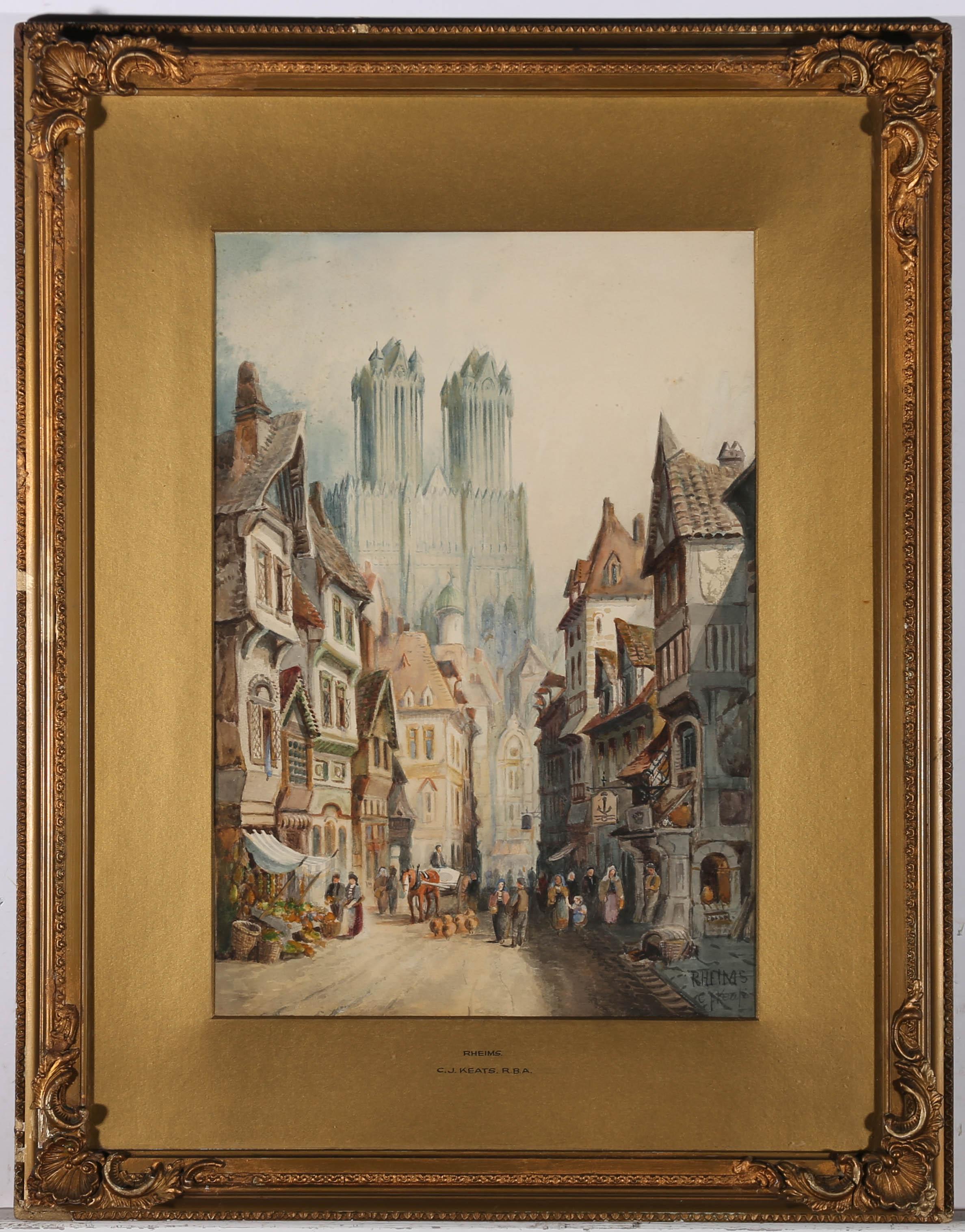 Charles James Keats, RBA - Early 20th Century Watercolour, Notre Dame De Reims For Sale 1