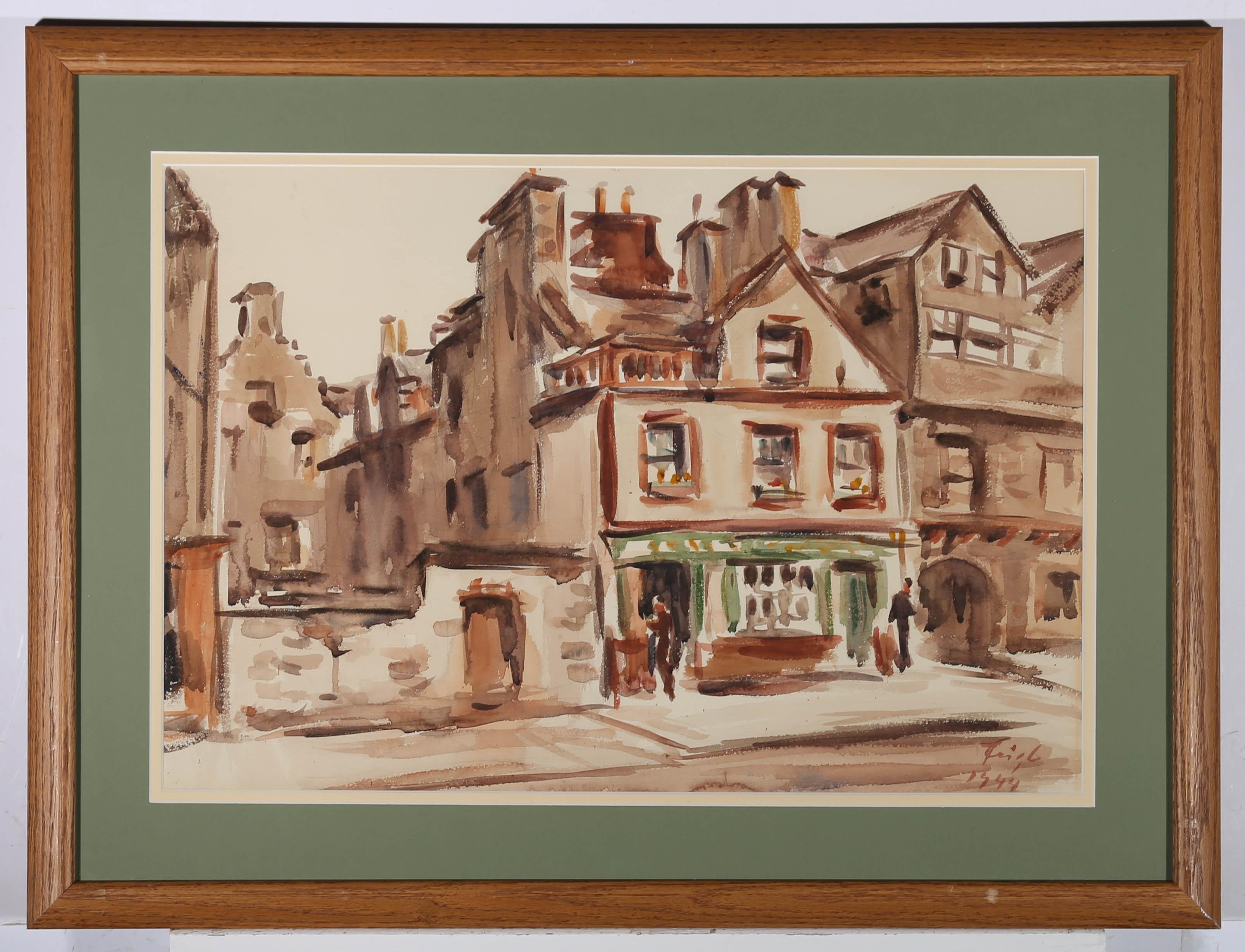 Bedrich Friedrich Feigl (1884-1965) - 1944 Watercolour, Edinburgh High Street For Sale 1
