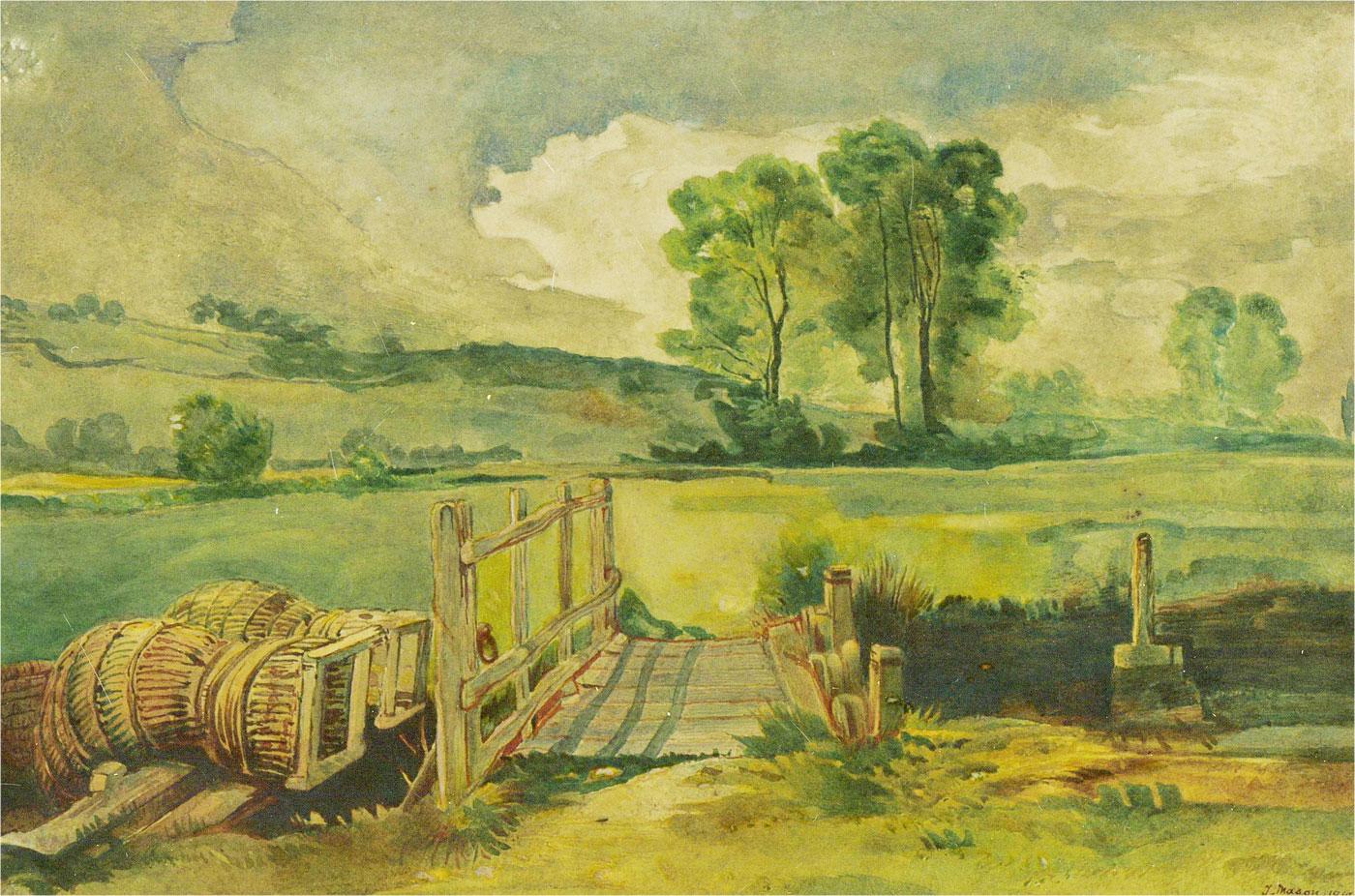 J. Mason - 1919 Watercolour, The Old Lock - Art by J. MASON