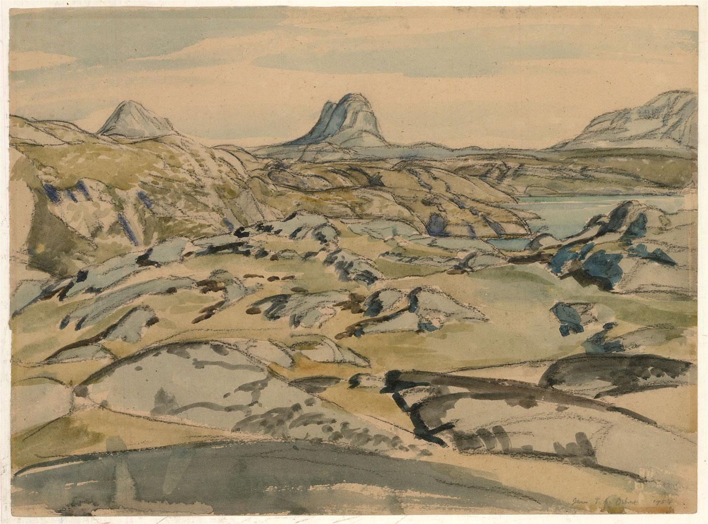 James Thomas Armour Osborne (1907-1979) - 1954 Watercolour, Rocky Mountain For Sale 1