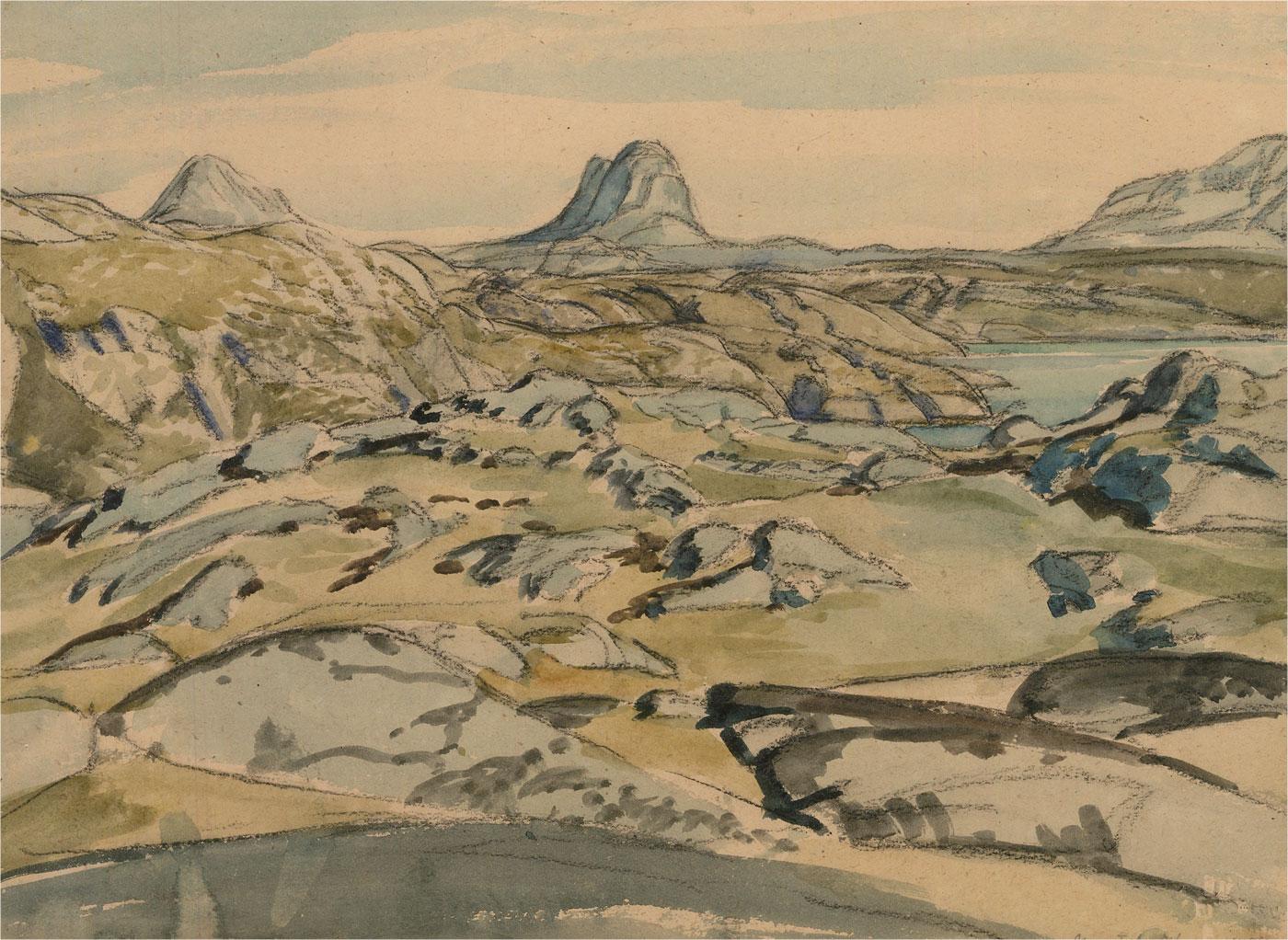 James Thomas Armour Osborne (1907-1979) - 1954 Watercolour, Rocky Mountain For Sale 3