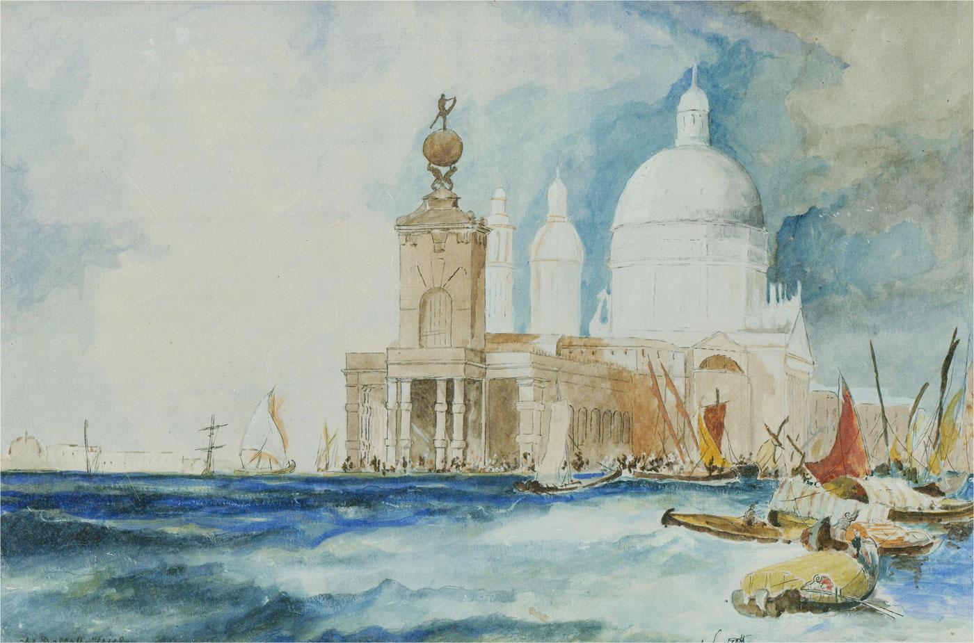 Clifford John E. d'après Clarkson Stanfield - 1920 Aquarelle, The Dogana - Art de Clifford John E. after Clarkson Stanfield