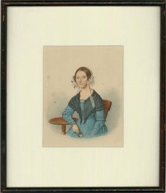 John Chapman - Mid 19th Century Watercolour, Seated Woman with Flower