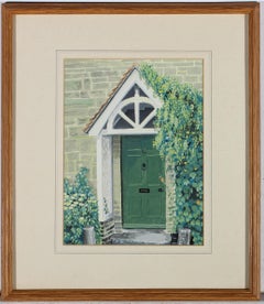 Vintage Mid 20th Century Gouache - The Green Door