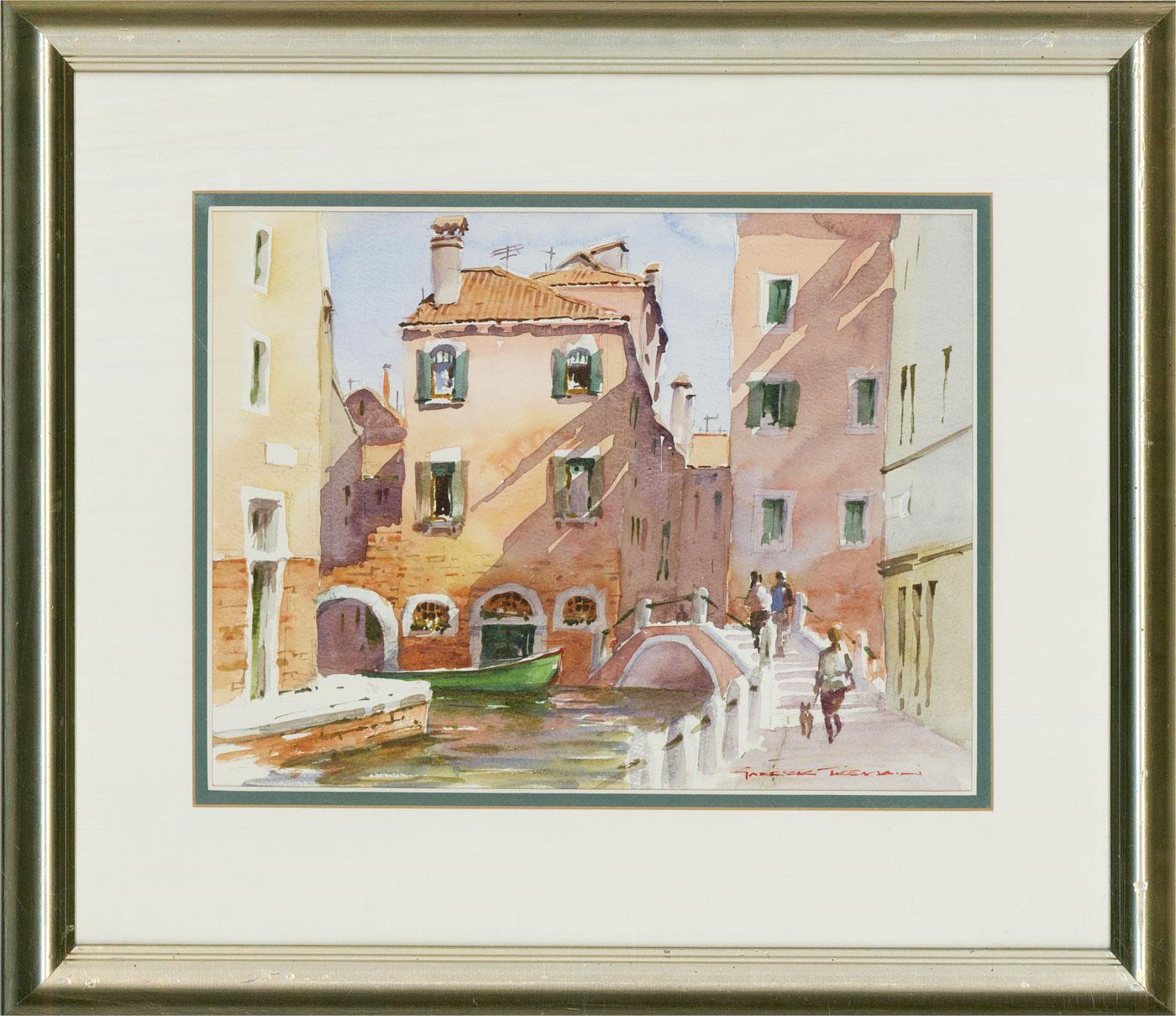 Garrick Tremain b.1941 Landscape Art – Garrick Tremain, geb. 1941, signiertes Aquarell, Fondamento D. San Romit