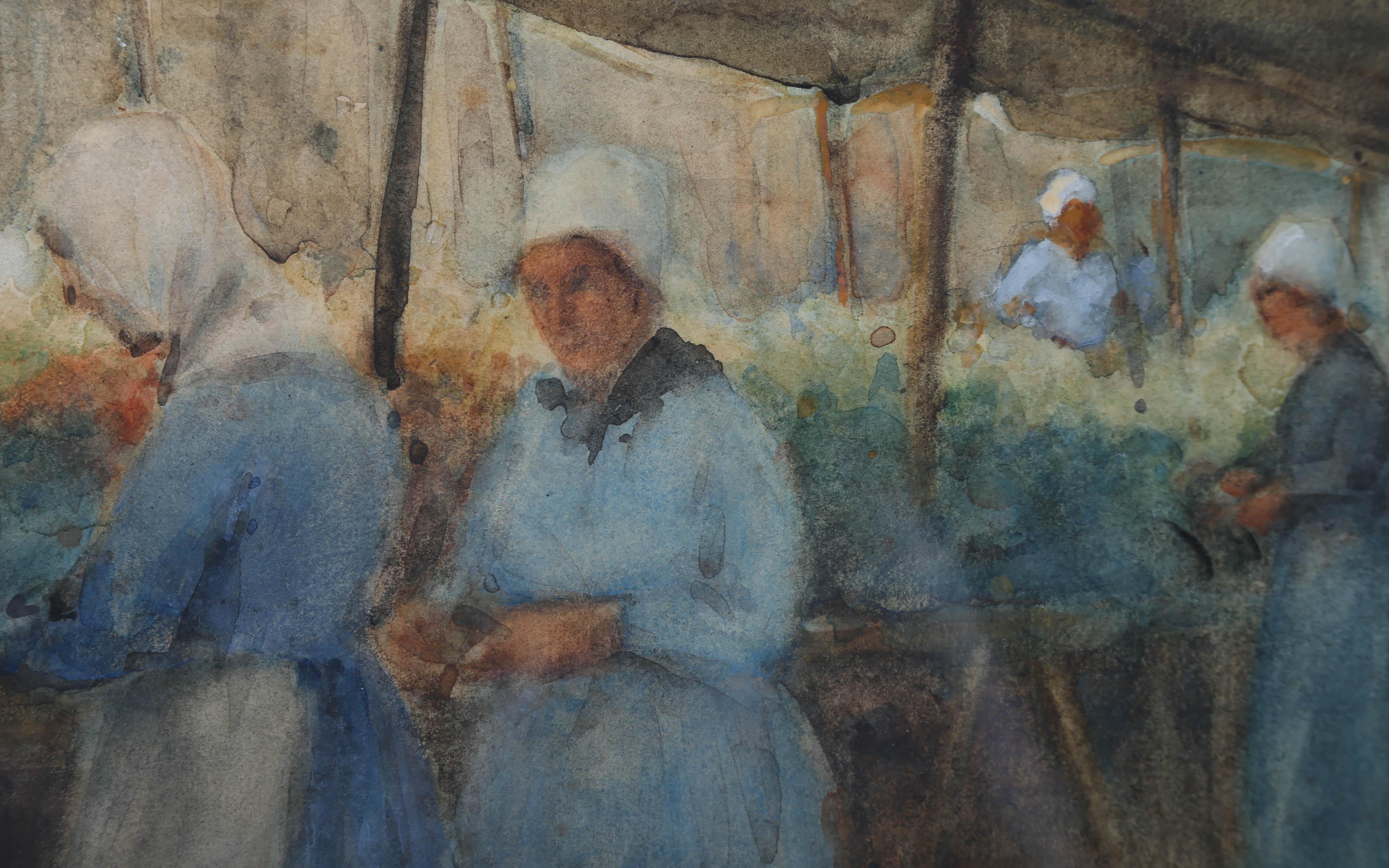 George Charles Francis (1860-1940) -Late 19th Century Watercolour, Mantes Market For Sale 2