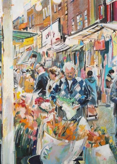 Nick Andrew - 1985 Watercolour, The Saturday Market