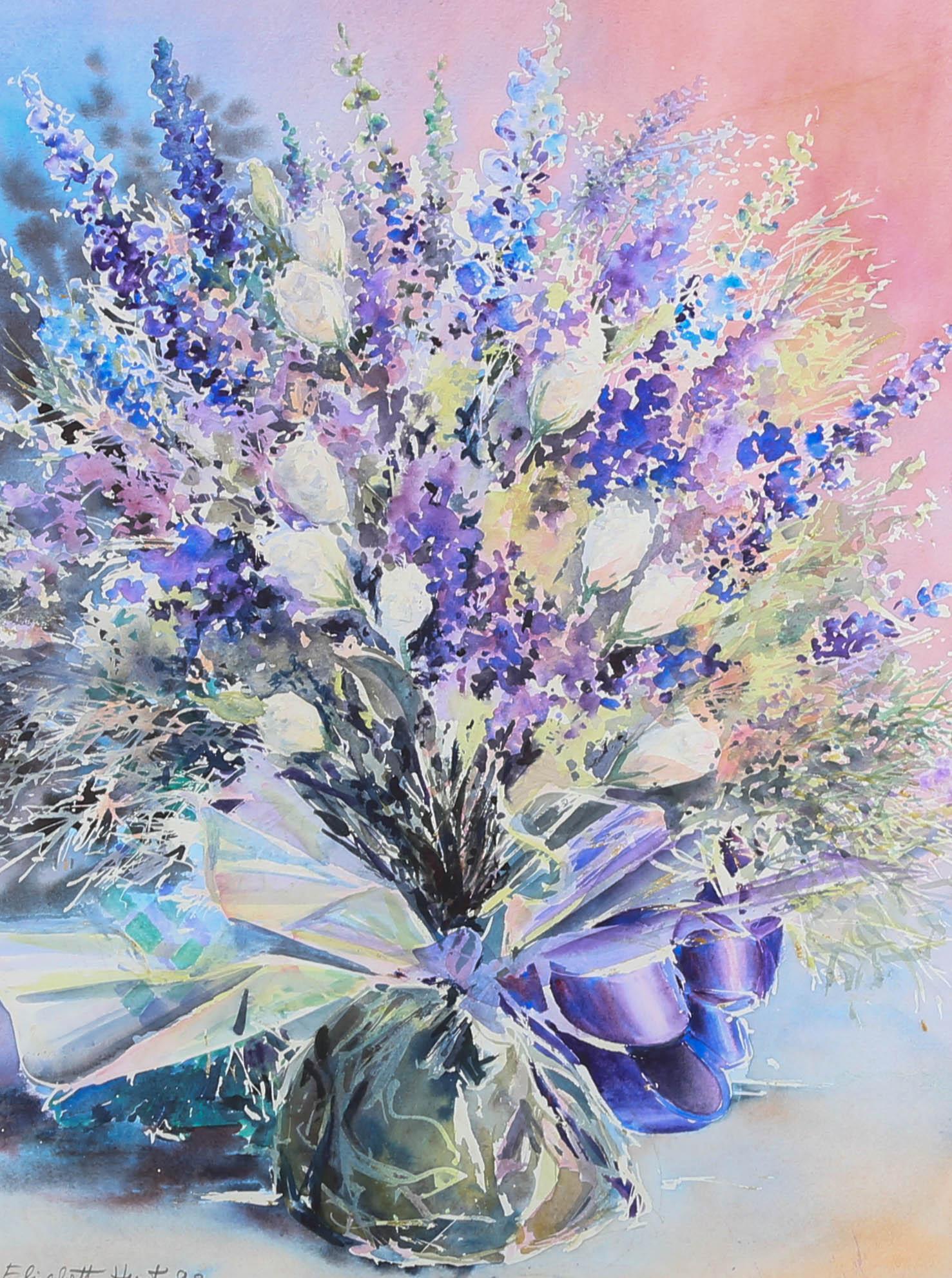 Elizabeth Hunt - 1998 Watercolour, Summer Bouquet For Sale 1