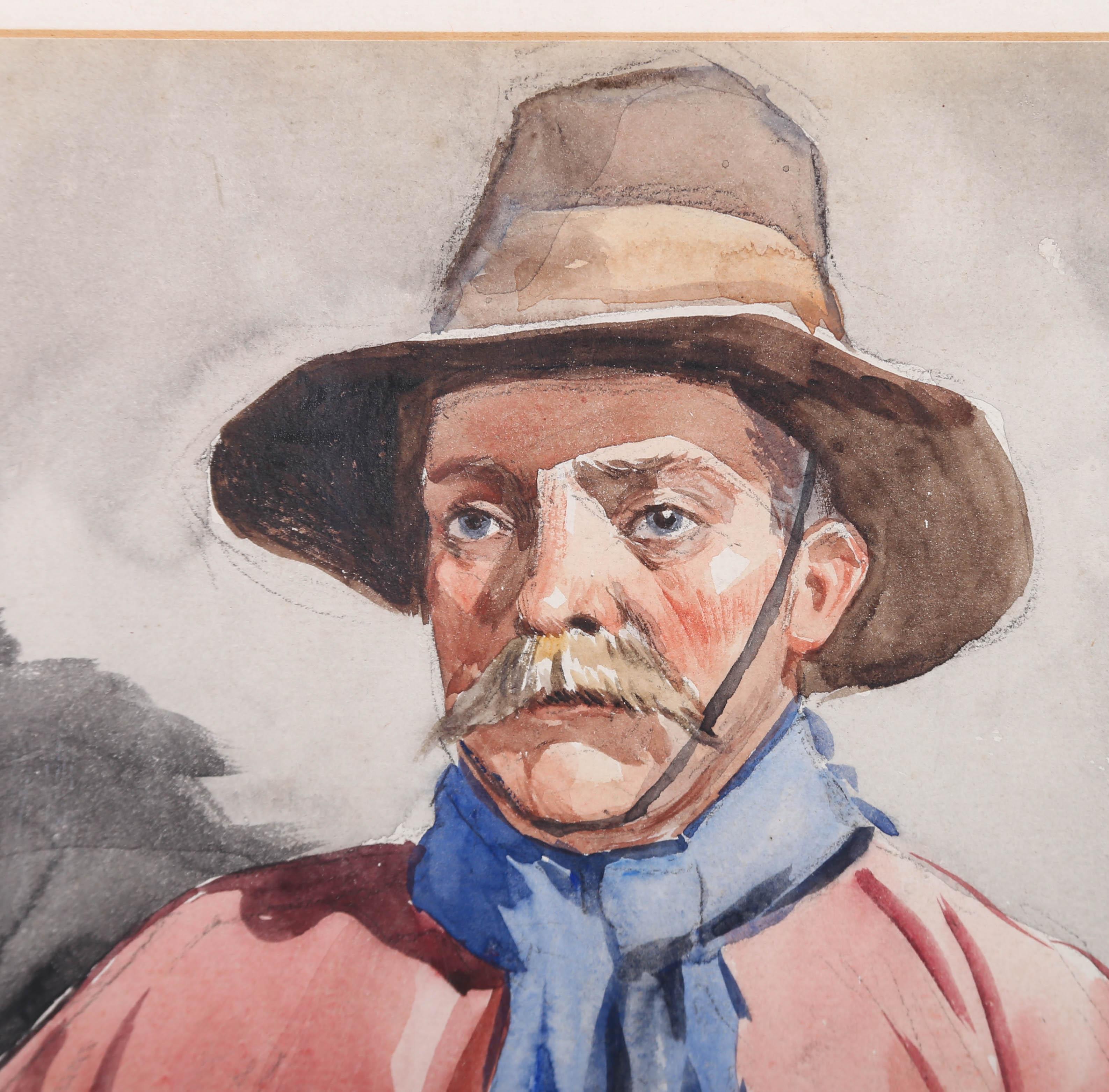 F. Faircloth - Aquarelle du début du XXe siècle, main de vache 4
