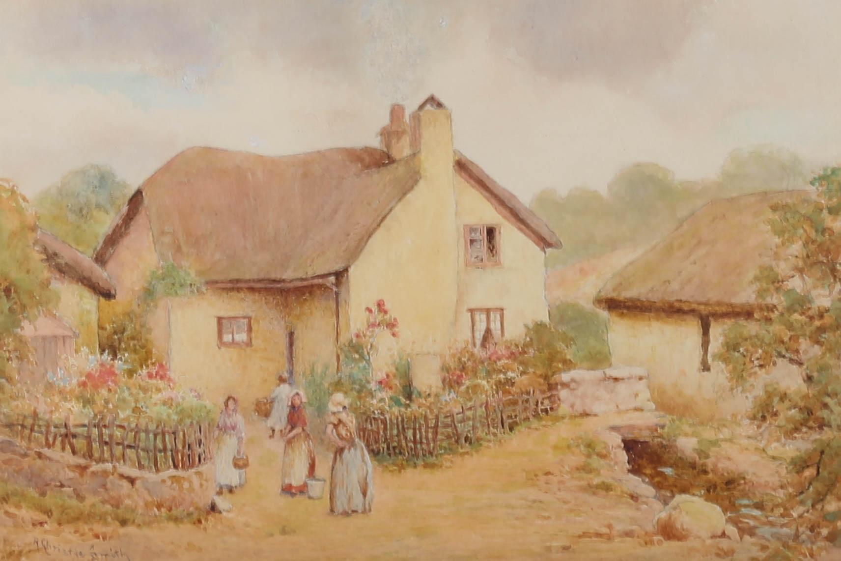 R. Christie Smith - Contemporary Watercolour, Young Cottage Maids For Sale 1