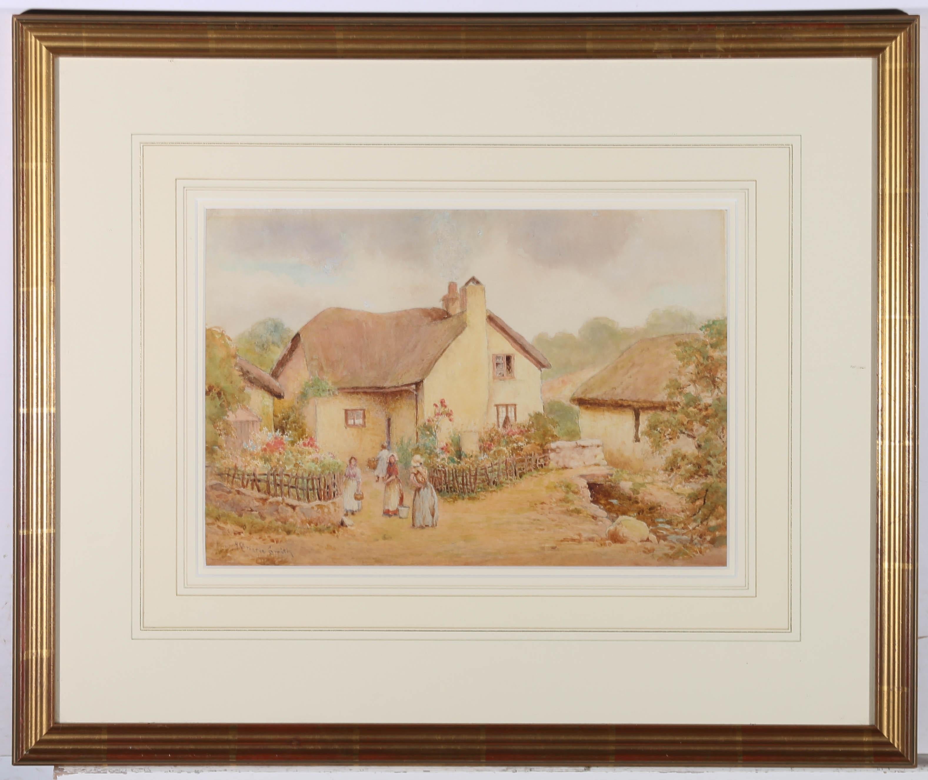 R. Christie Smith - Contemporary Watercolour, Young Cottage Maids For Sale 2