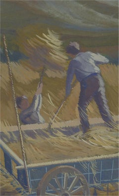 G. C. - Mid 20th Century Gouache, Hay Harvest