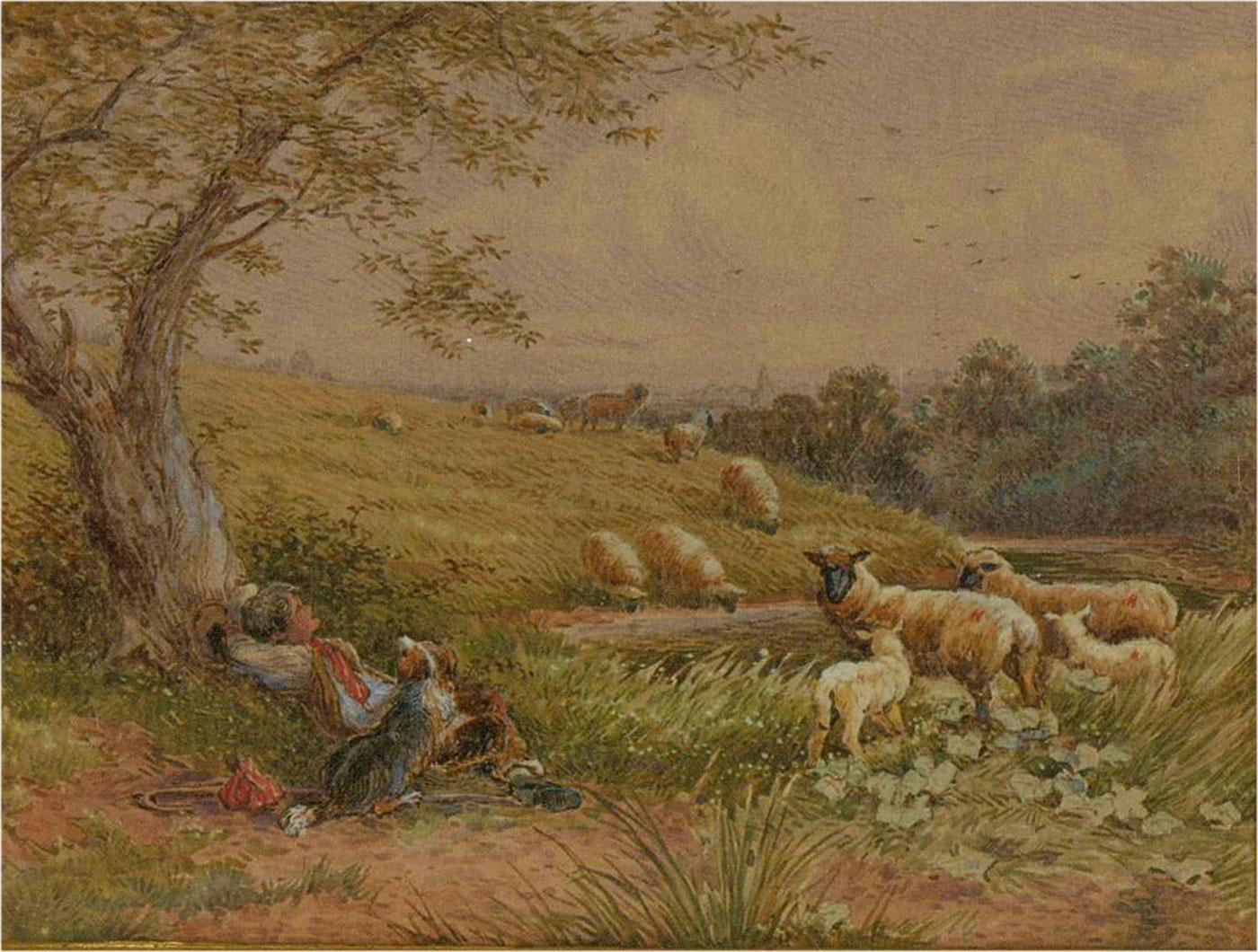 Attrib. Myles Birket Foster RWS (1825-1899) - Watercolour, Little Shepherd For Sale 1