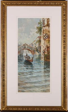Framed Italian Late 19th Century Watercolour - A Venetian Backwater