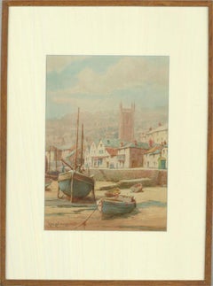 Antique Lewis Mortimer - Signed Early 20th Century Watercolour, Fishing Village