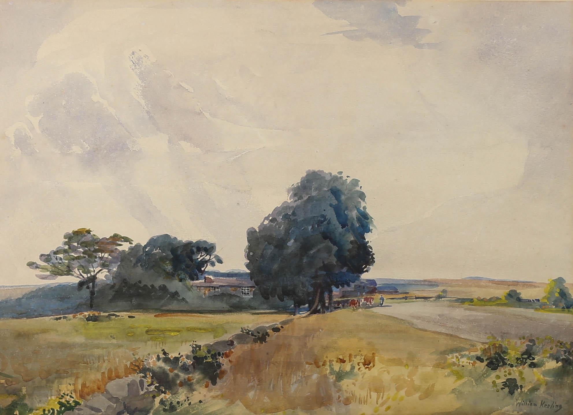 William Keeling (1860-1930) - Early 20th Century Watercolour, Country Farm For Sale 1