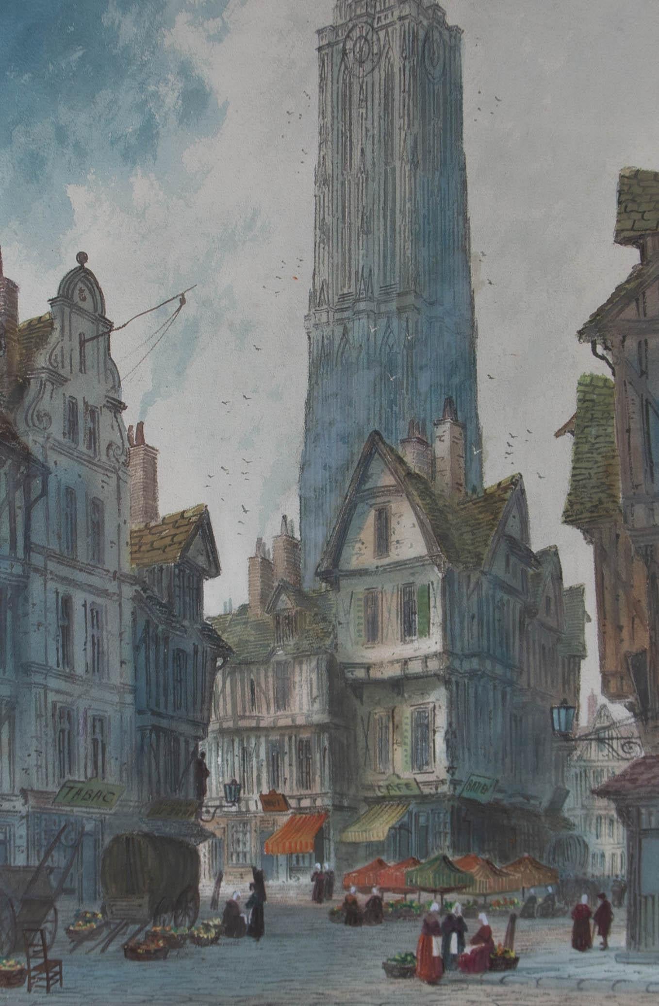 Paul Braddon (1864-1938) - Early 20th Century Watercolour, French Street Scene 1