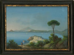 Emmanuel Meuris (1894-1969) - Early 20thC Gouache, View Across The Bay Of Naples