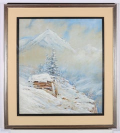 20th Century Gouache - Winter In The Mountains
