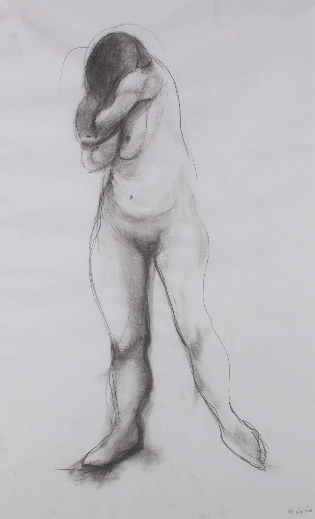 Maureen Binnie (b.1958) - 1991 Graphite Drawing, Introspective Nude For Sale 1
