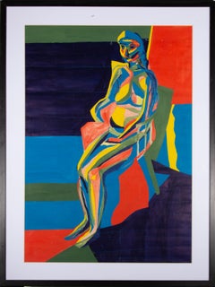 20th Century Gouache - Modernist Nude