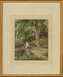 James Aumonier (1832-1911), signé et daté de 1865, aquarelle, jeu d'enfant