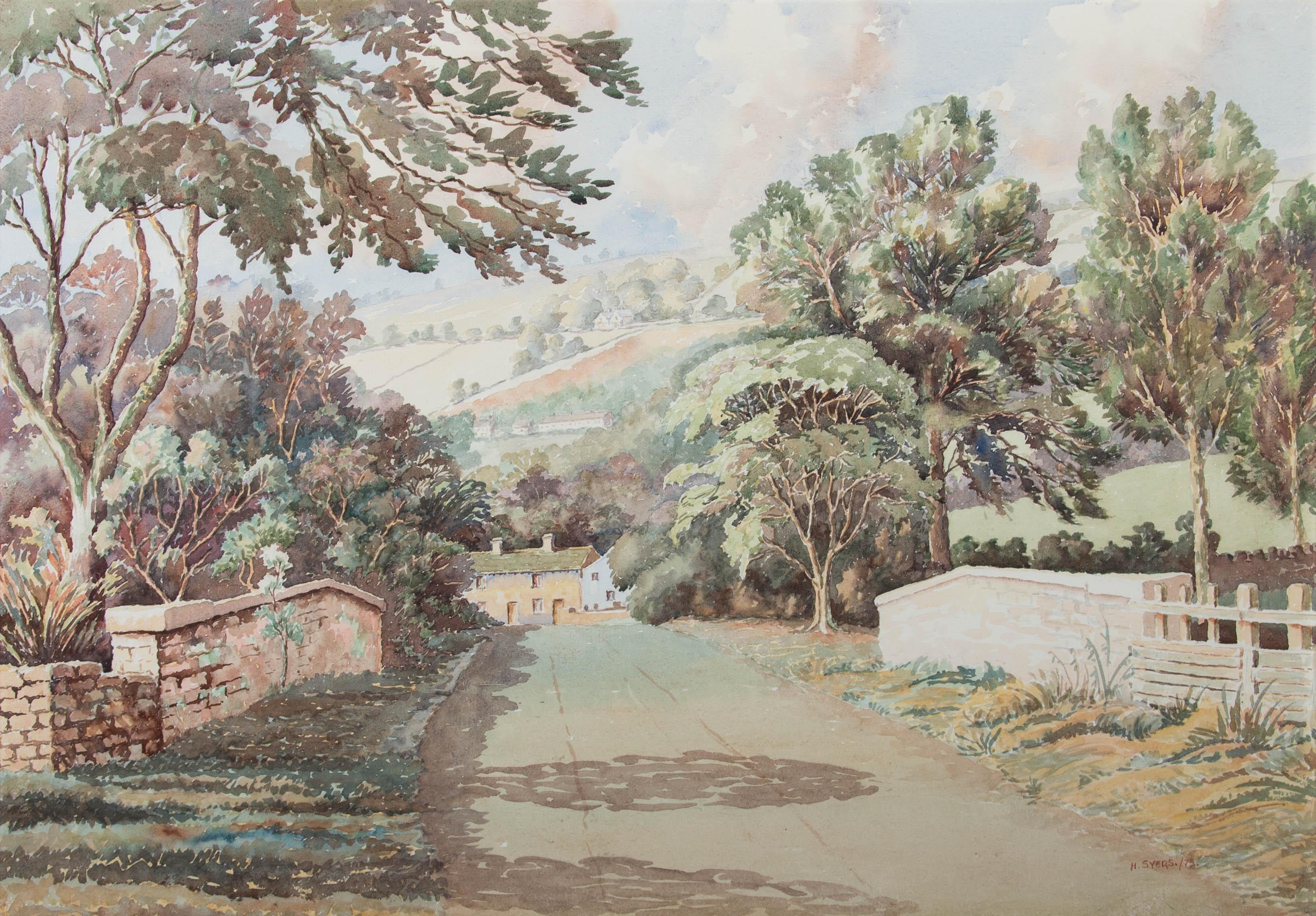H. Syers - 1973 Watercolour, The Country Road For Sale 1