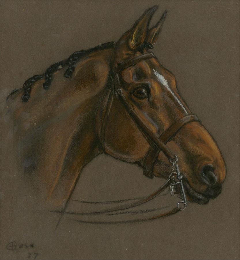 Pastellfarbenes, schönes Rennpferd von E. Rose, 1937 im Angebot 1