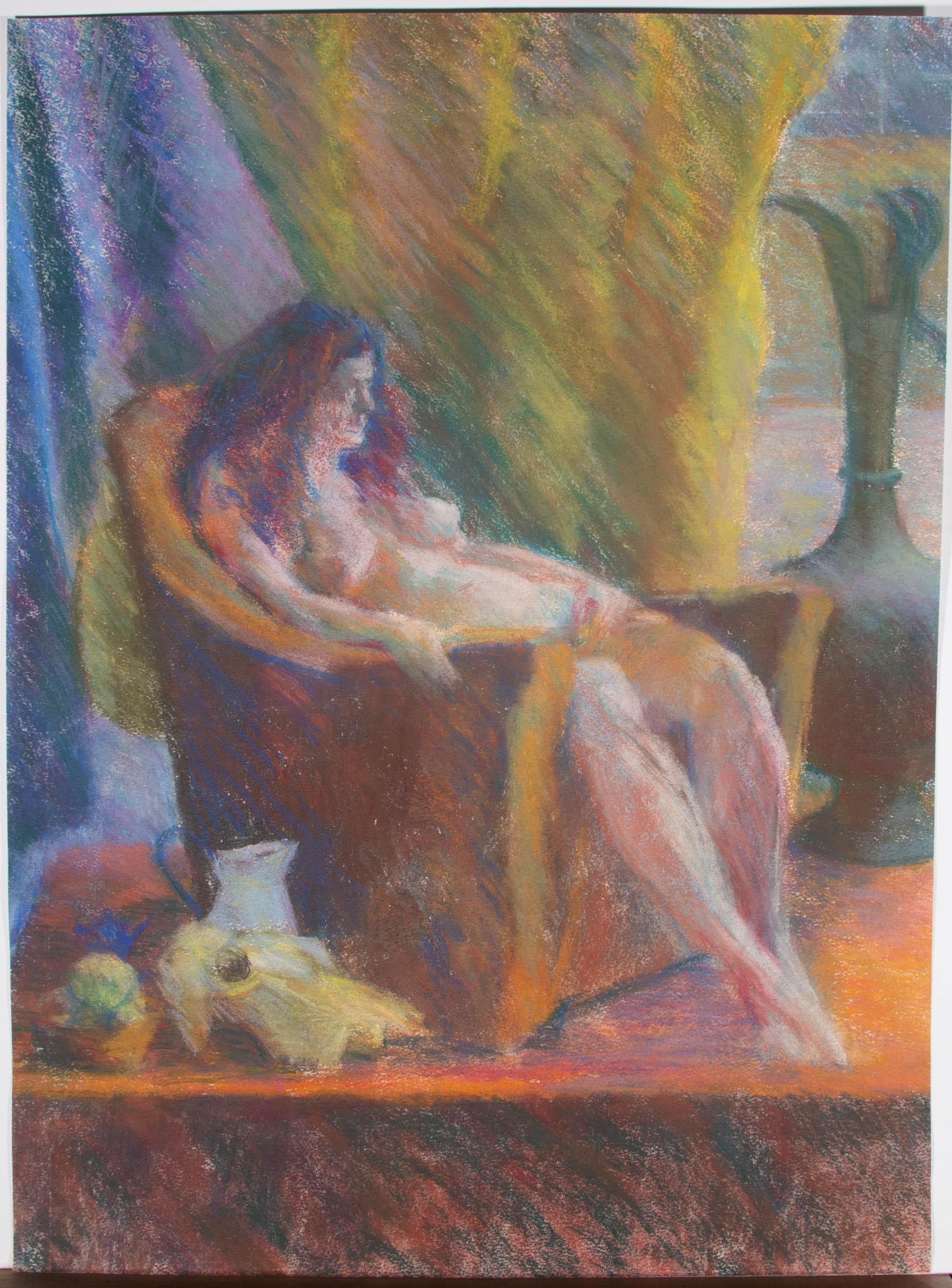 Joyce Moore - Contemporary Pastel, Languorous Nude For Sale 1
