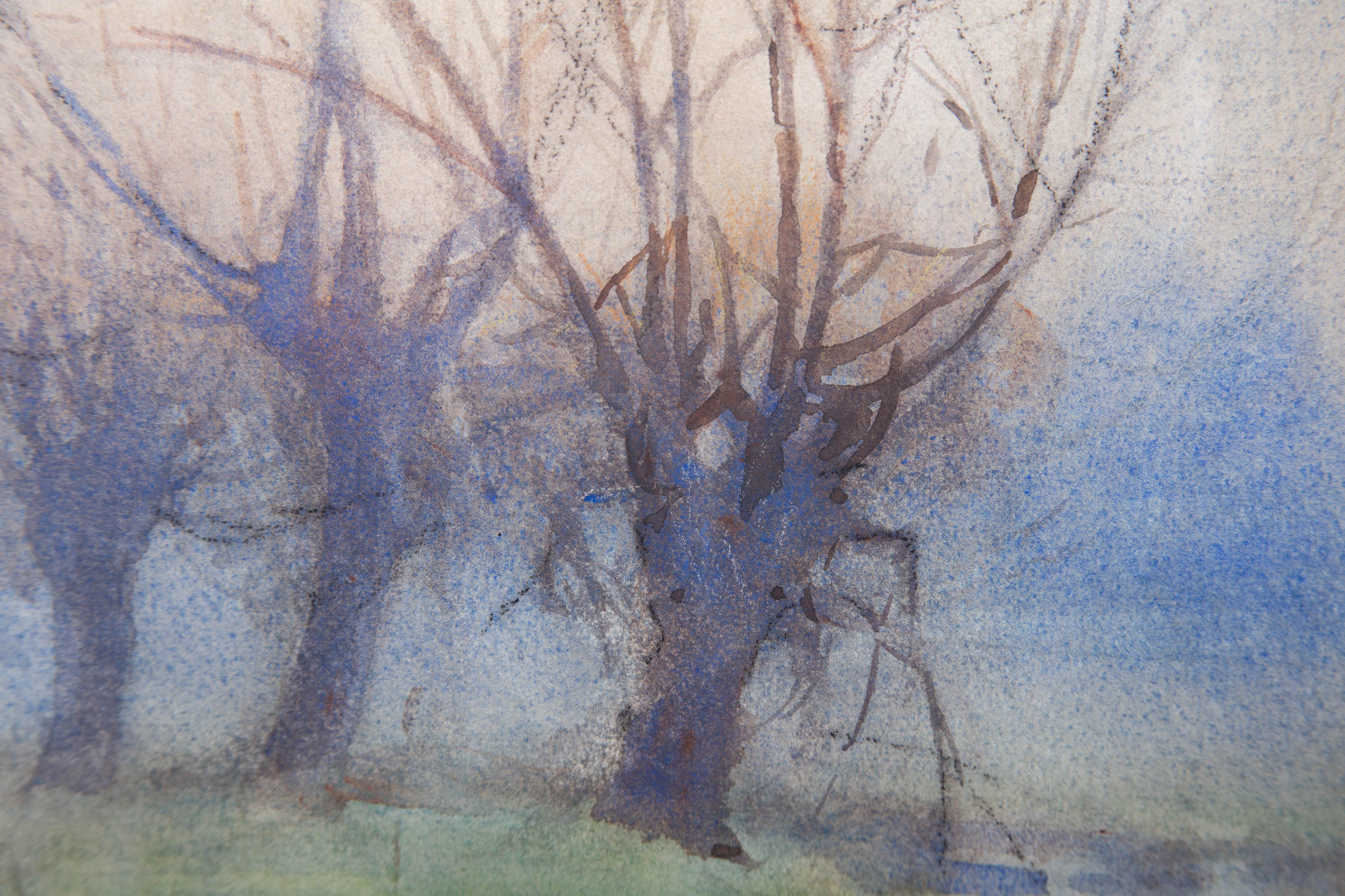 H. Montgomerie - Early 20th Century Watercolour, Autumnal Haze On The River For Sale 2