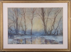 H. Montgomerie - Aquarelle du début du 20e siècle, Le ruisseau gelé