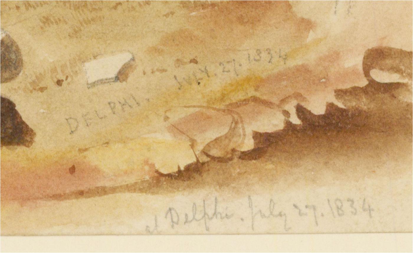 Attrib. Thomas Hartley Cromek (1809-1873) - 1834 Watercolour, Delphi, Greece For Sale 2
