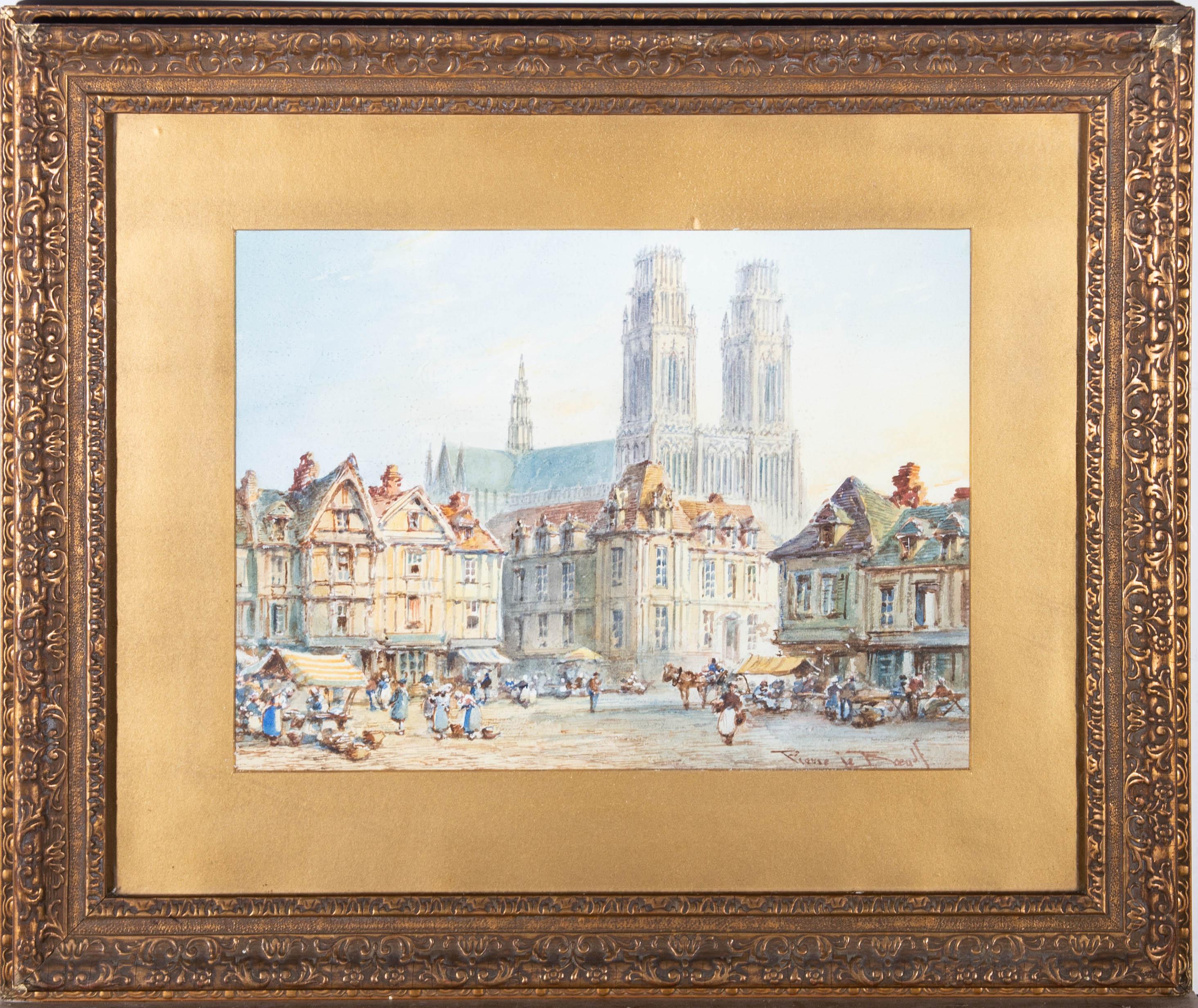 Pierre Le Boeuff (fl.1899-1920) – Aquarell des frühen 20. Jahrhunderts, Orleans, Frankreich