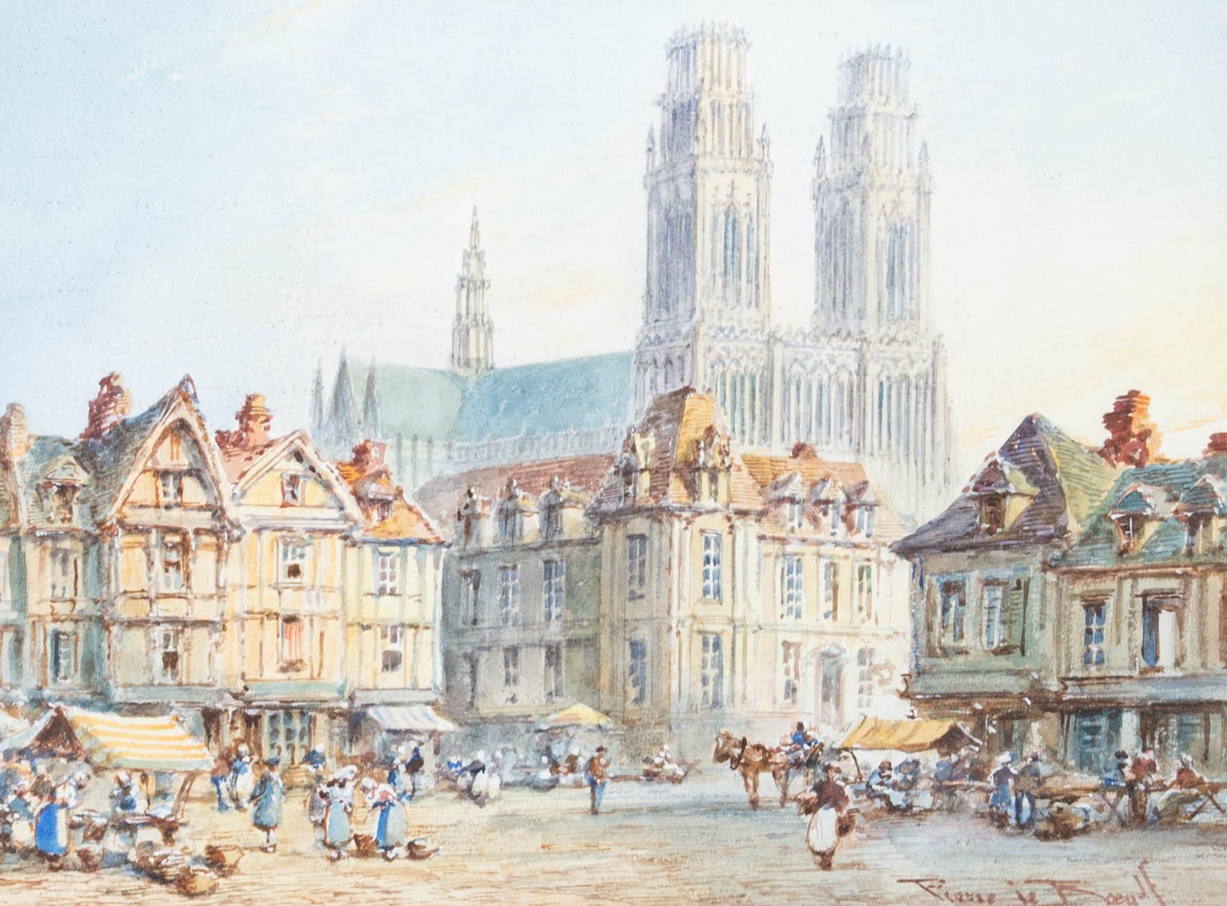 Pierre Le Boeuff (fl.1899-1920) – Aquarell des frühen 20. Jahrhunderts, Orleans, Frankreich – Art von Peter A. DavisonPierre Le Boeuff