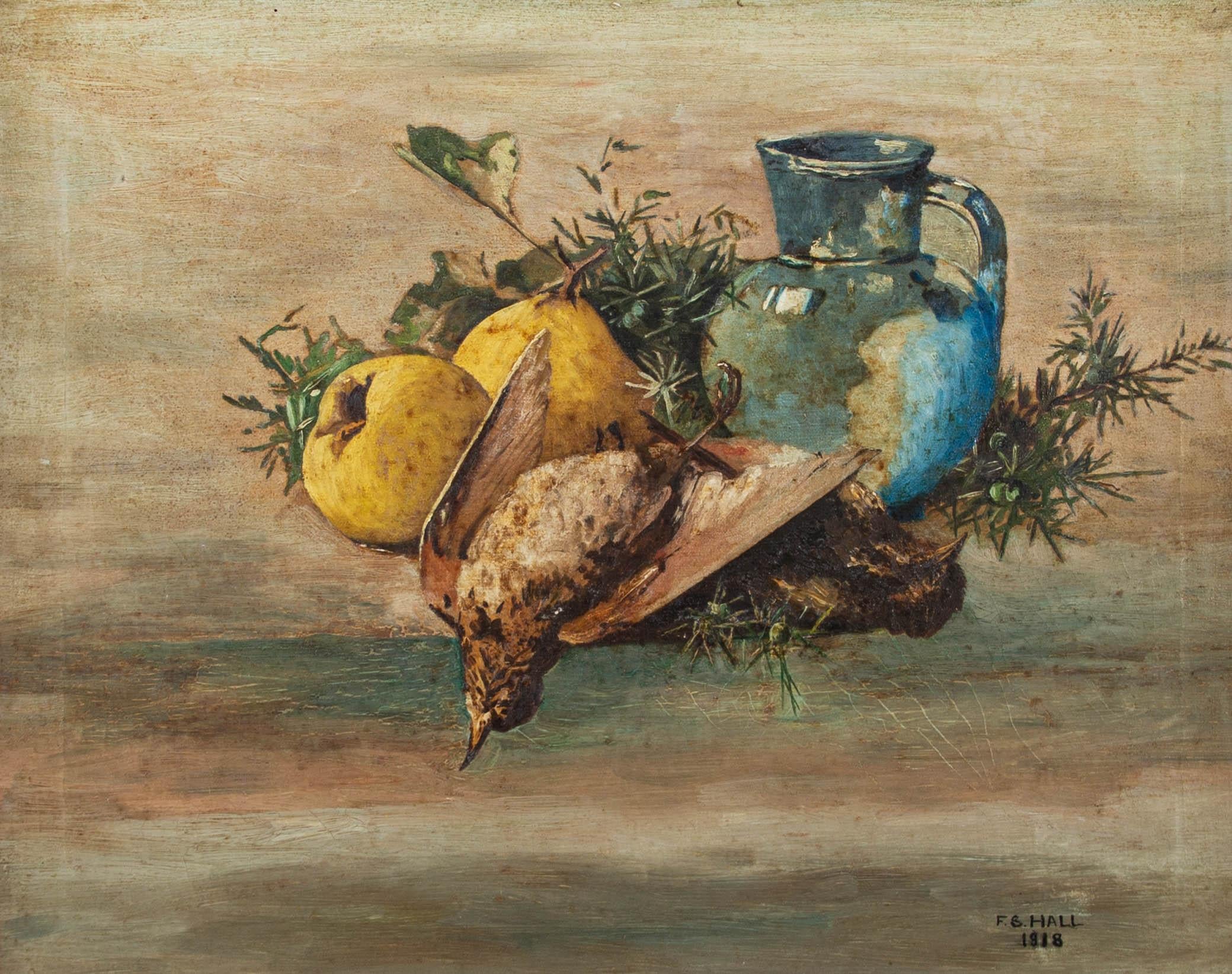 F. S. Hall - 1918 Oil, Fruit and Birds For Sale 1