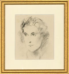 Alfred Kingsley Lawrence RA (1893-1975) - c.1930 Charcoal Study, A Pretty Face