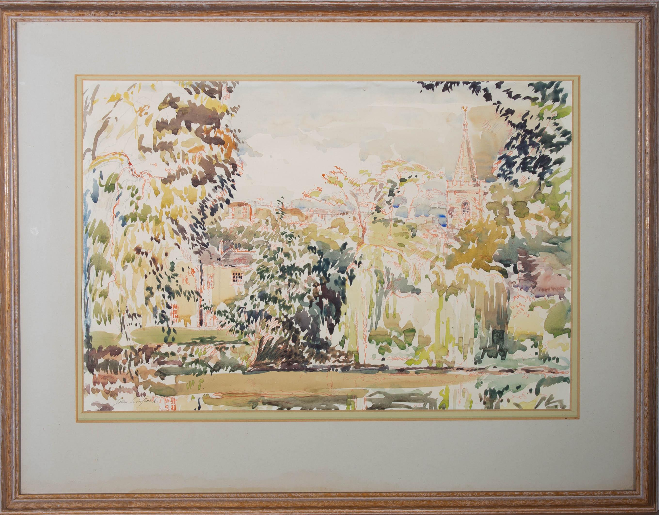 John Linfield (b.1930) - Watercolour, The Vicarage Garden, Bradford on Avon