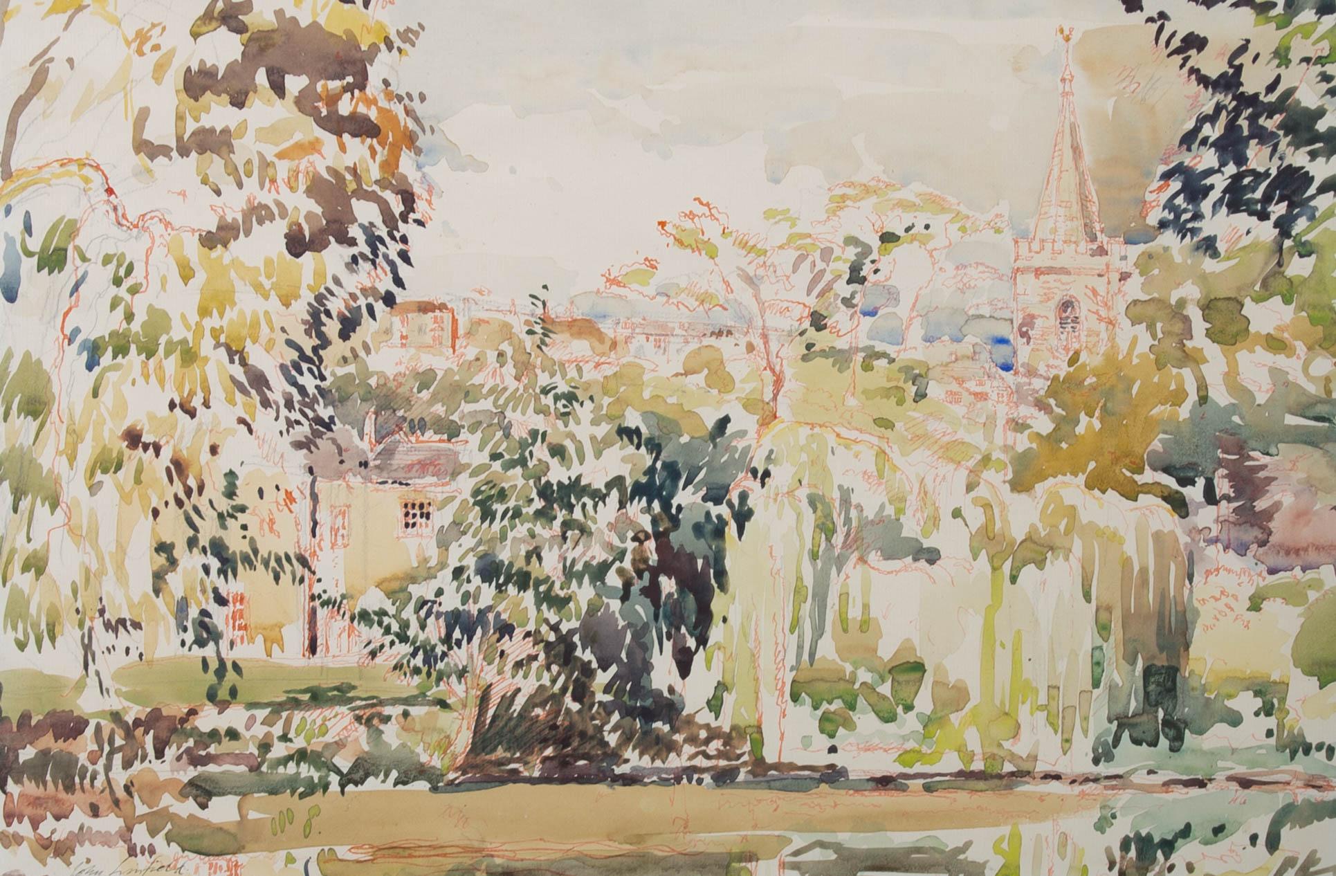 John Linfield (né en 1930) - Aquarelle, The Vicarage Garden, Bradford on Avon en vente 1