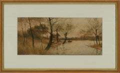 James Lawson Stewart (1841-1929) – Aquarell „On the Ouse at Fletching“