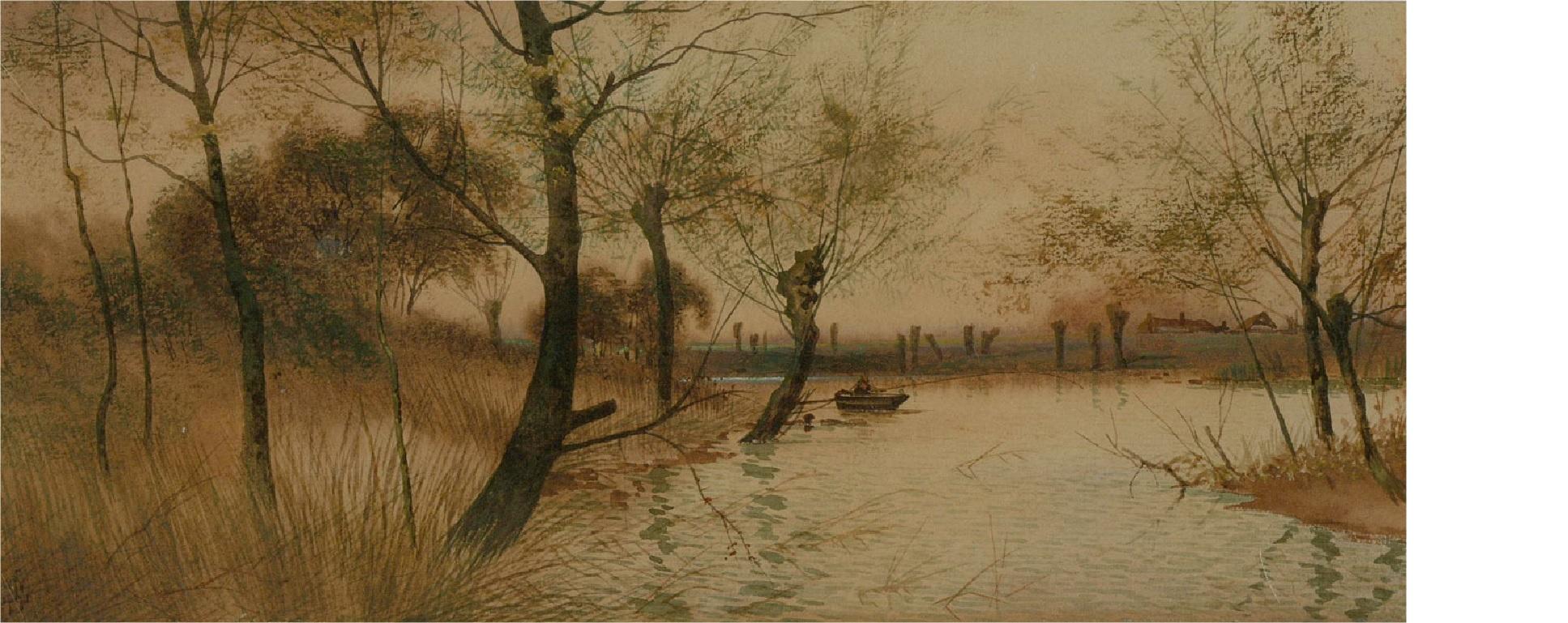James Lawson Stewart (1841-1929) - Watercolour, On the Ouse at Fletching For Sale 1